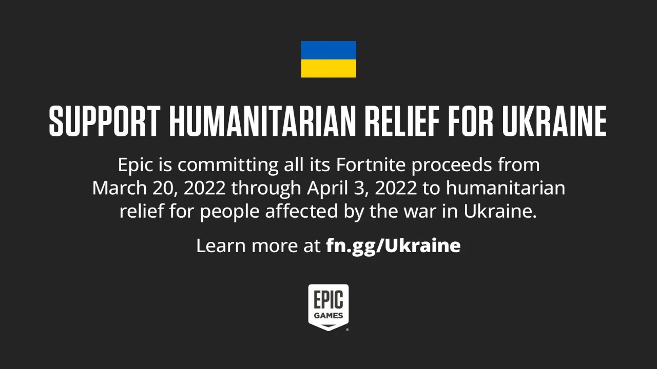 Fortnite, Epic Games and Xbox will send the proceeds to humanitarian aid in Ukraine
