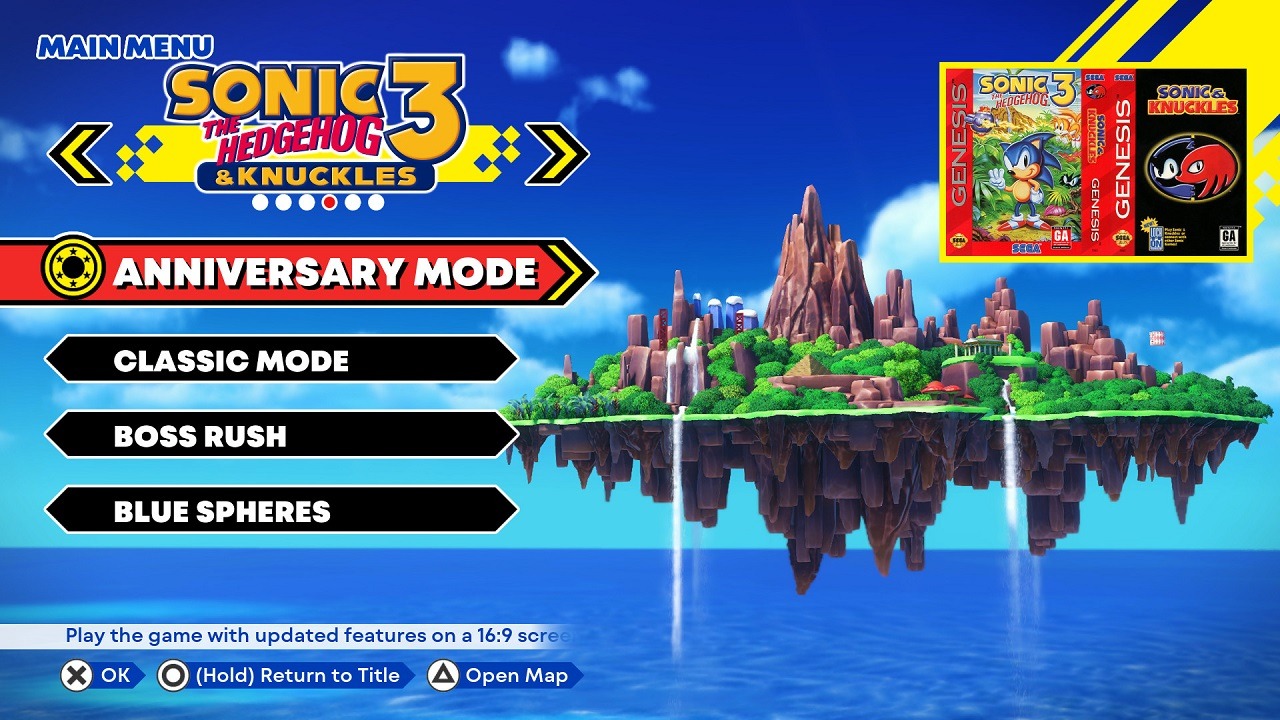 Sonic Origins - il menu