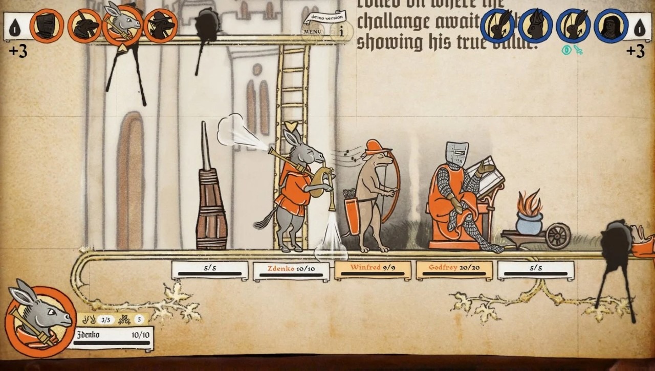 Una sessione del gameplay con miniature di bestie e cavalieri