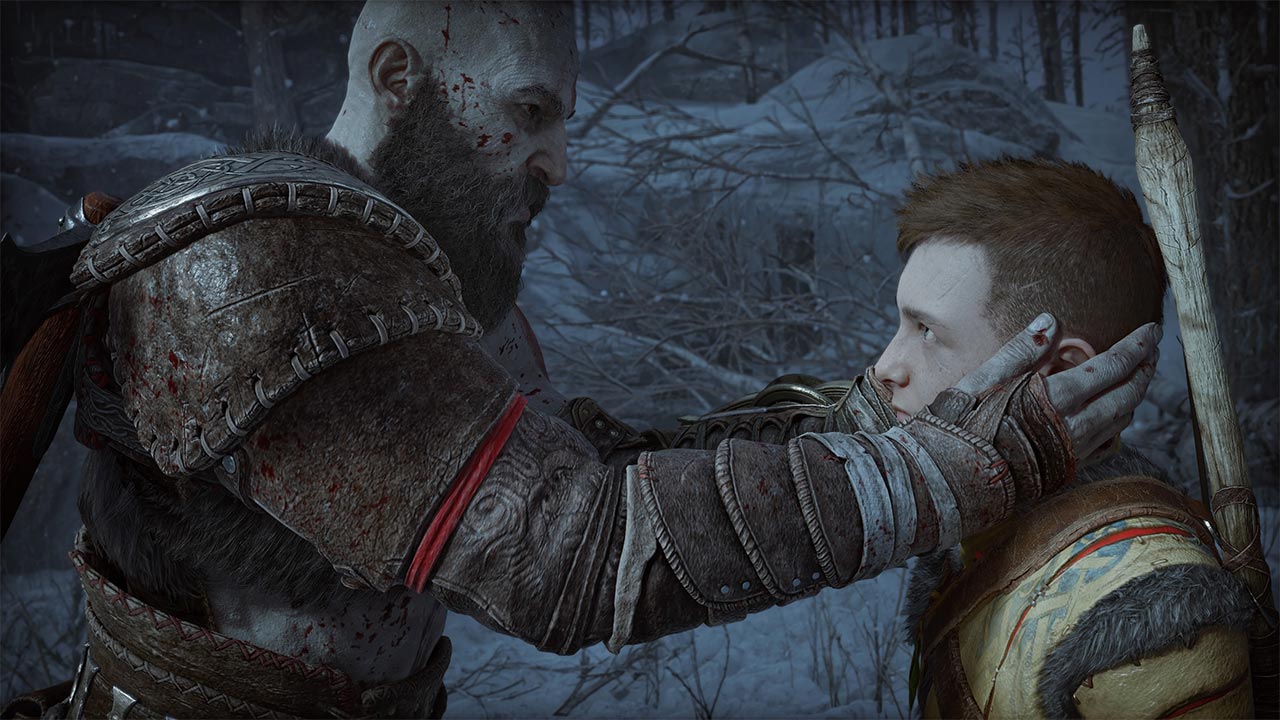God of War Ragnarok Kratos abbraccia Atreus