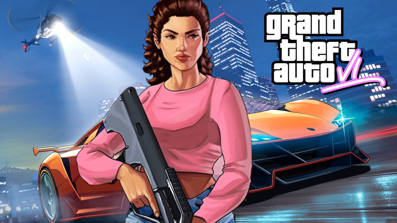 La protagonista di GTA 6, con dietro un macchina ed un elicottero