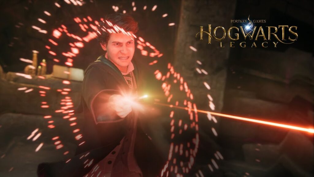 Il mago di Hogwarts Legacy mentre lancia una potente magia