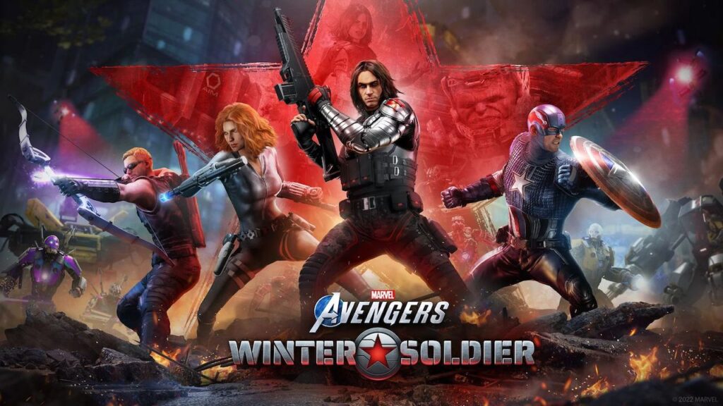 I vari Vendicatori di Marvel's Avegers, con Winter Soldier in primo piano