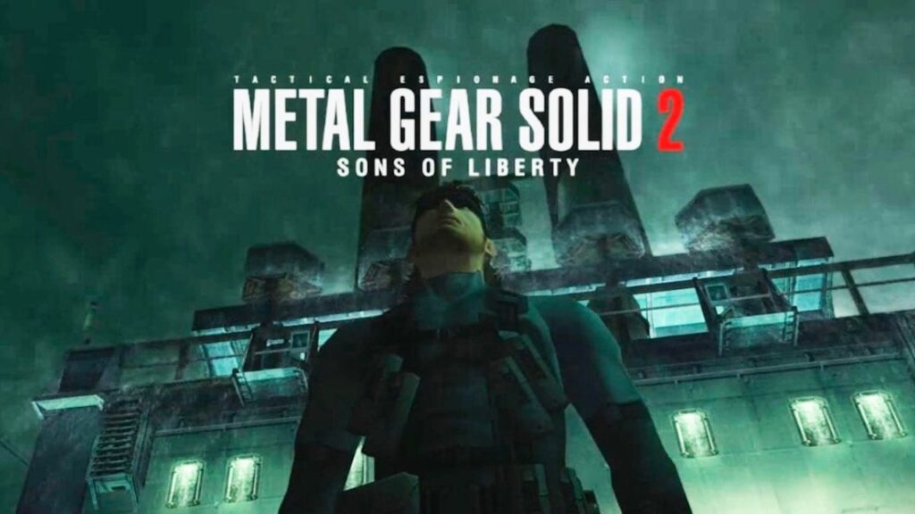 Solid Snake con il logo di Metal Gear Solid 2