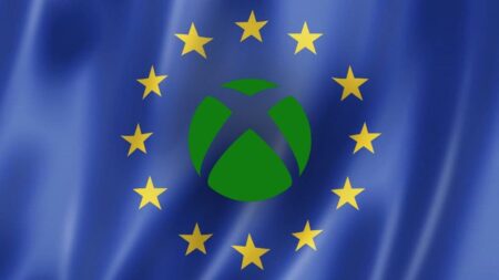 Il logo di Xbox di Microsoft con il le stelle dell'Unione Europea