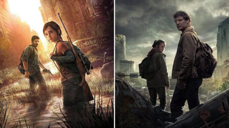 Joel ed Ellie del gioco di The Last of Us e della Serie TV di HBO