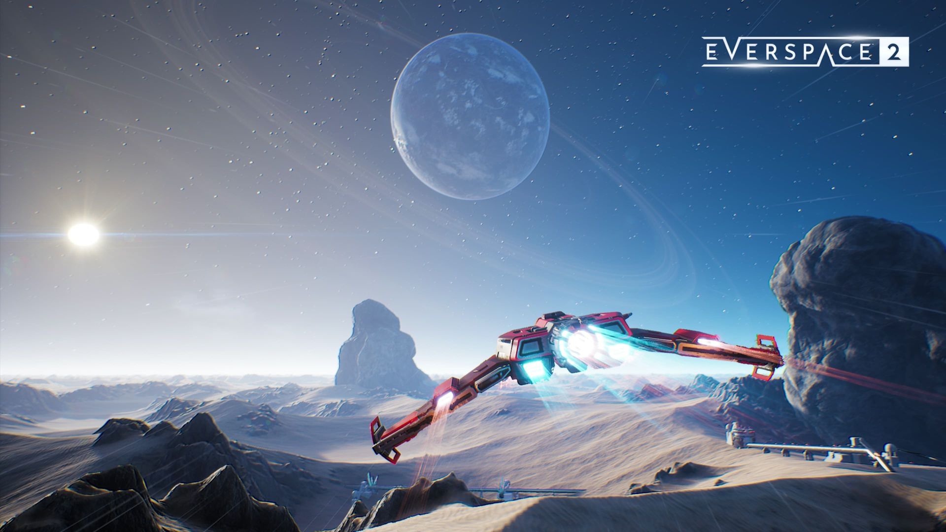 Una nave spaziale in volo in Everspace 2