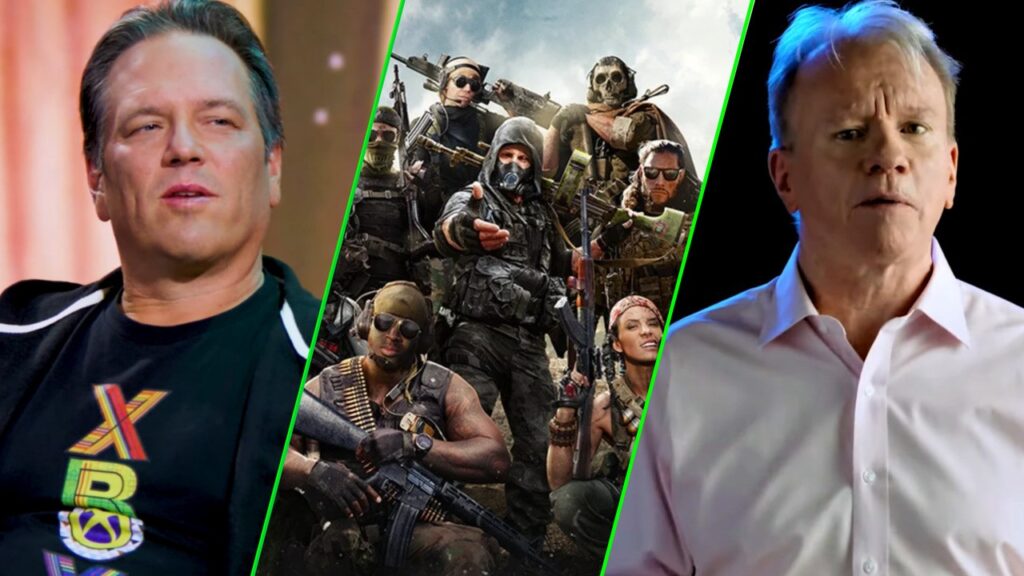 Phil Spencer di Xbox affianco ai soldati di Call of Duty e a Jim Ryan di Sony PlayStation