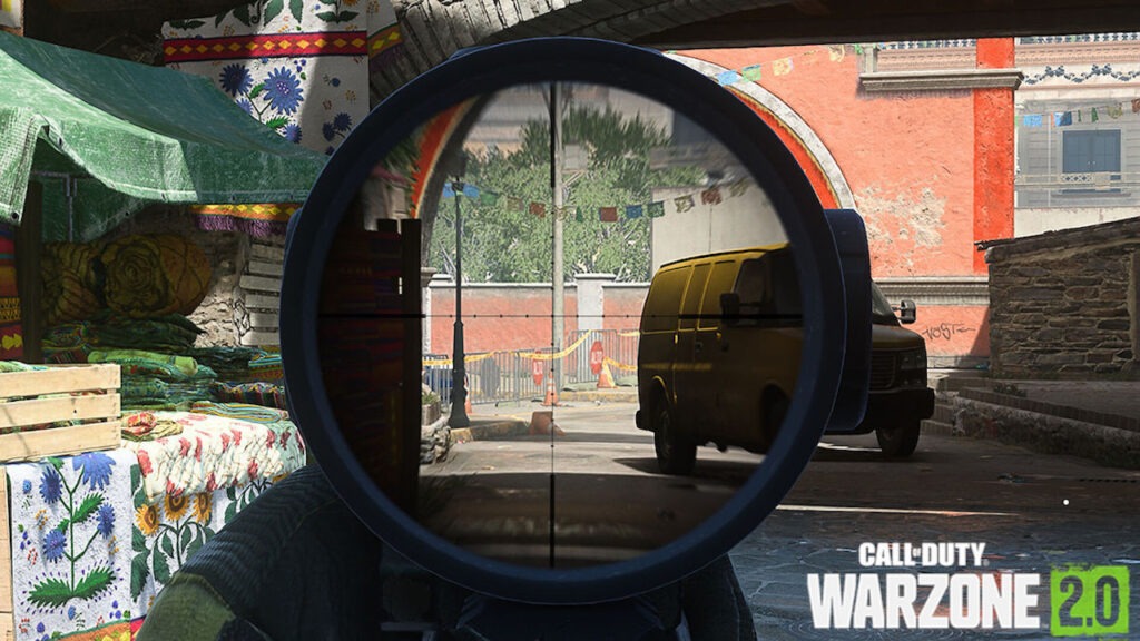 Un mirino di Call of Duty: Warzone 2.0 in primo piano