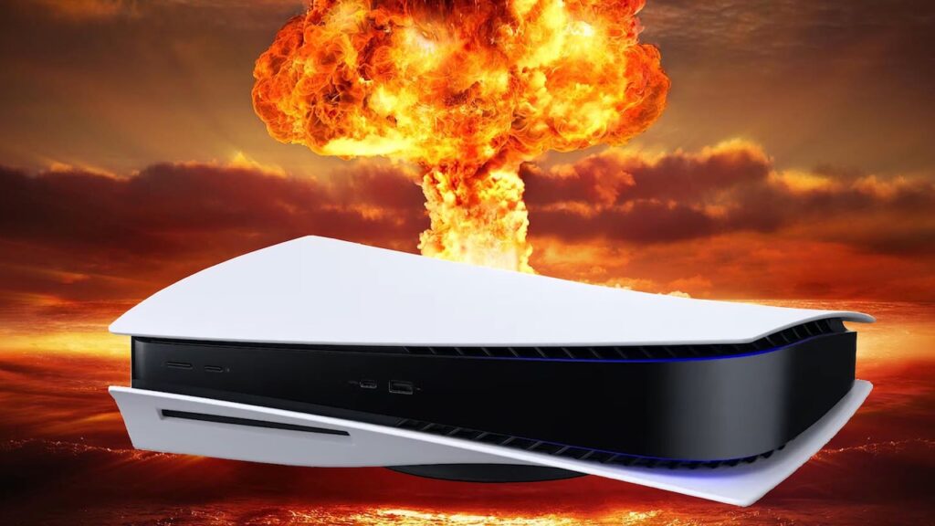 Una PlayStation 5 (PS5) in fiamme