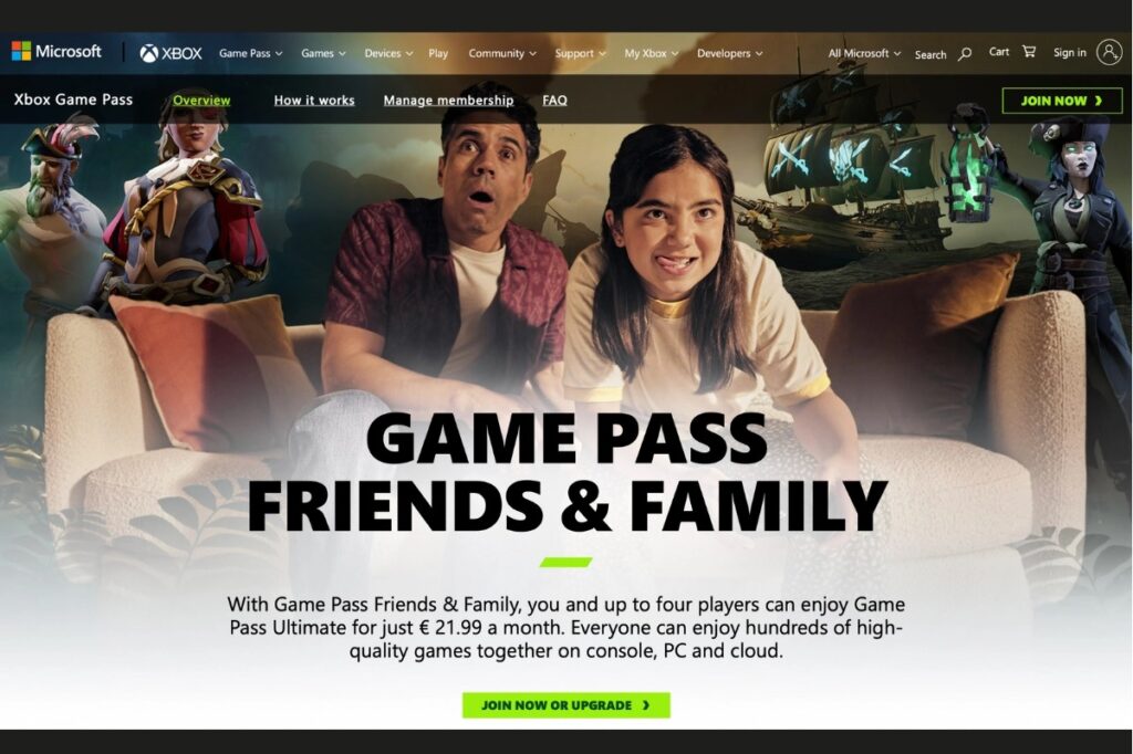 xbox game pass friends family