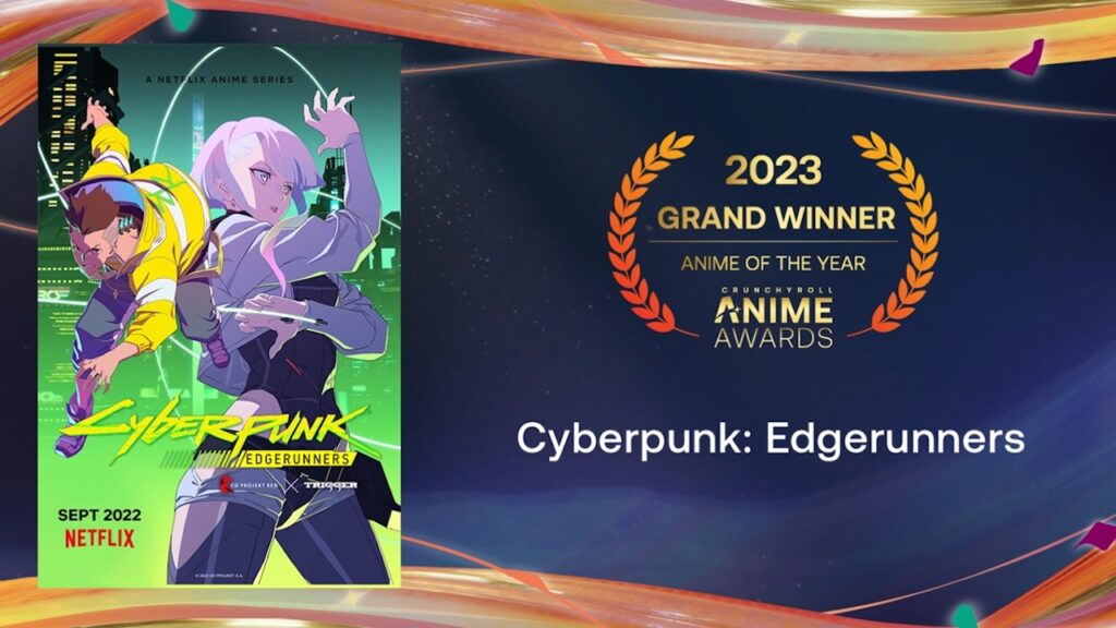 La locandina di Cyberpunk: Edgerunners per i Crunchyroll Awards 2023