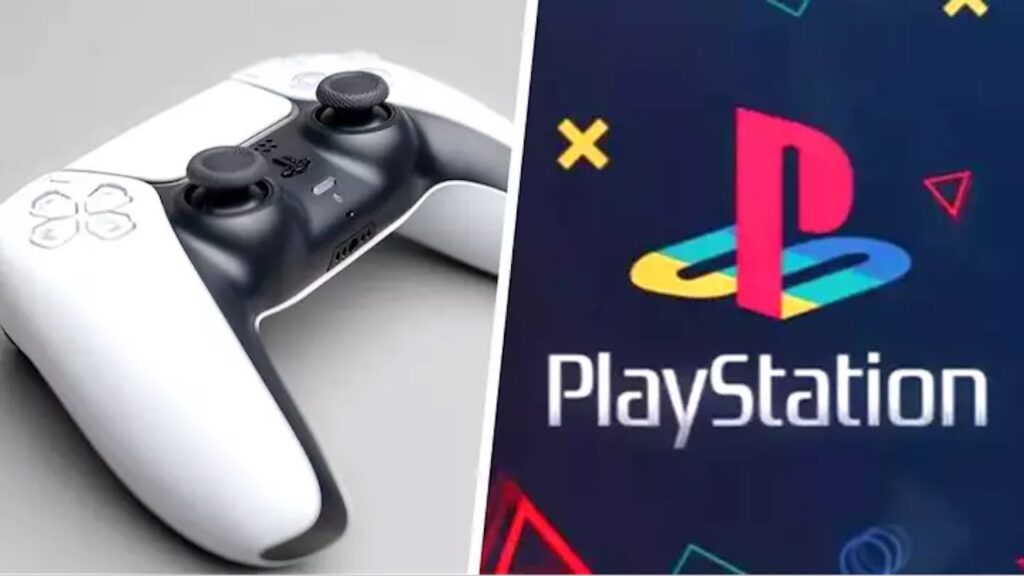 Il DualSense di PlayStation 5 con affianco il logo di PlayStation