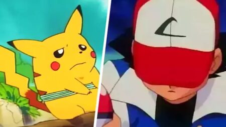 Un Pikachu deluso con al fianco un Ash della serie animata Pokémon fortemente deluso