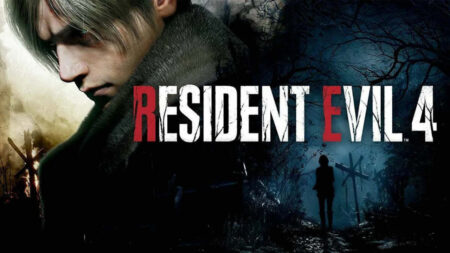 Leon con il logo di Resident Evil 4 Remake