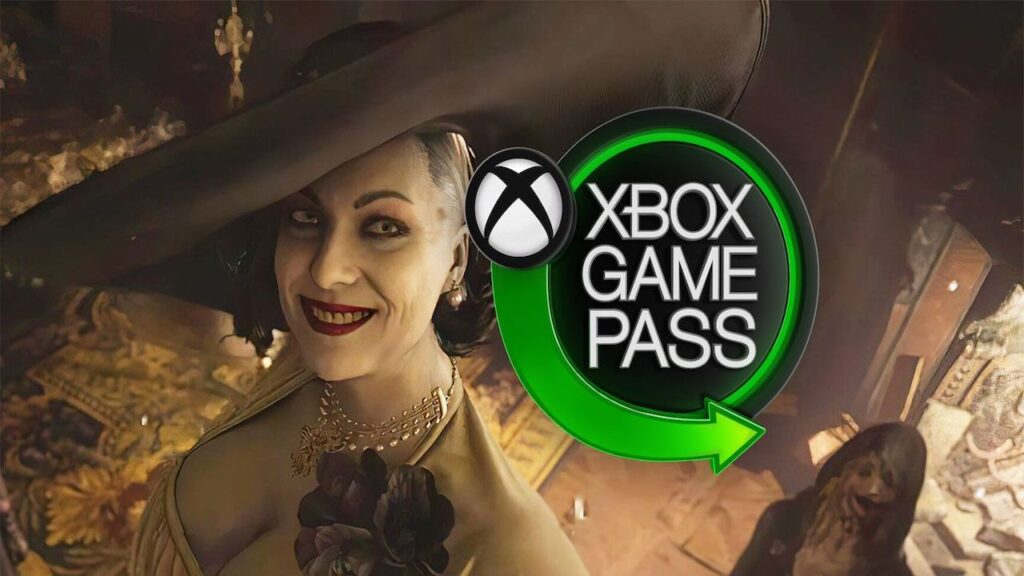 Lady Dimitrescu di Resident Evil Village con il logo di Xbox Game Pass