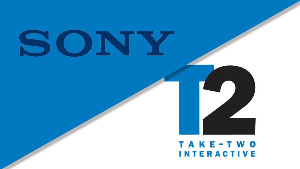 Il logo di Sony e quello di Take-Two Interactive