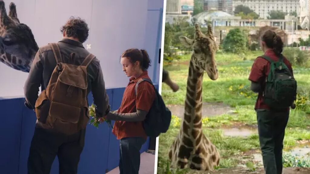 Joel ed Ellie di The Last of Us con le giraffe