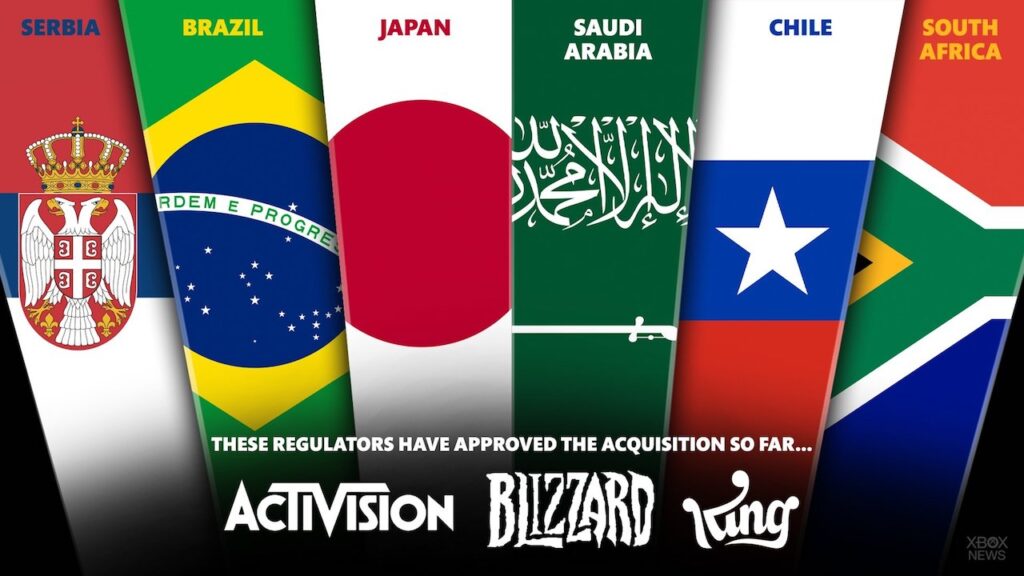 Le bandiere dei Paesi che hanno autorizzato l'acquisizione di Activision Blizzard da parte di Microsoft
