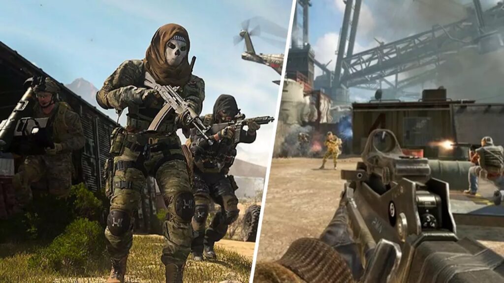 Un soldato di Call of Duty con al fianco un'arma in primo piano