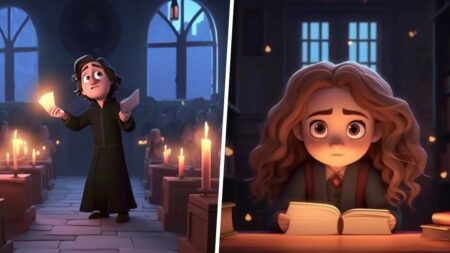 Due personaggi di Harry Potter in stile Pixar