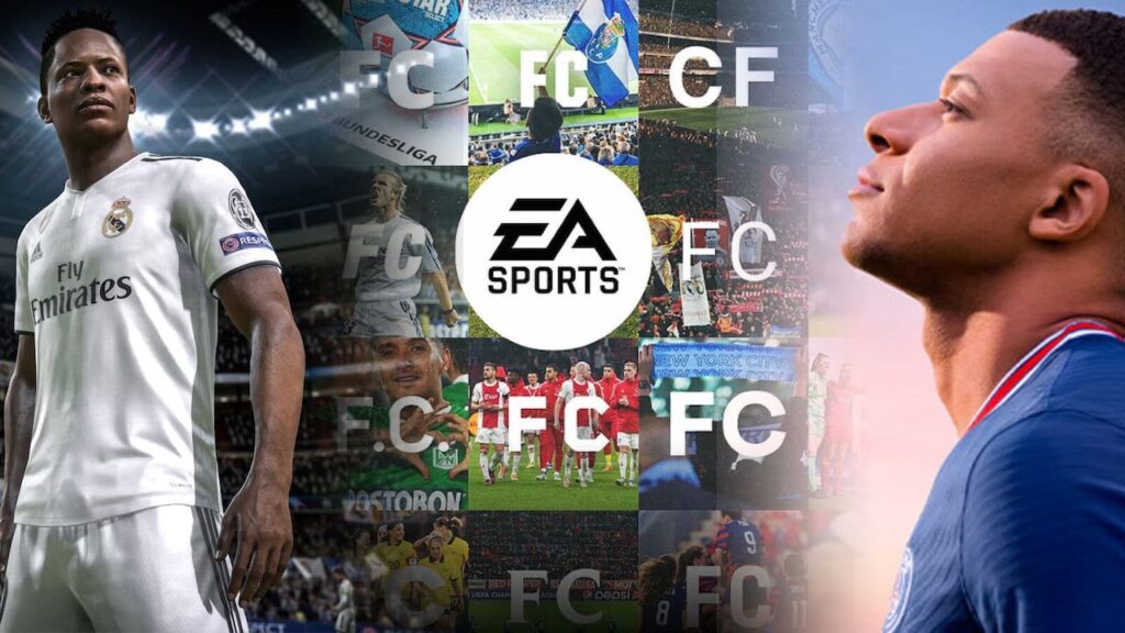 Il logo di EA Sports FC con Mbappé sul fianco