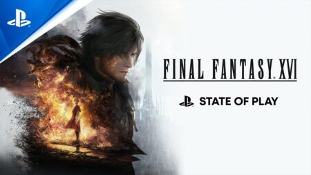 Clive di Final Fantasy XVI con il logo dello State of Play