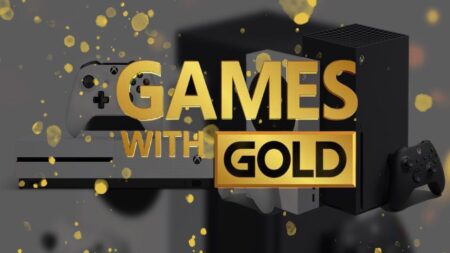 Il logo di Games with Gold con sullo sfondo le console Xbox Series X|S e One S