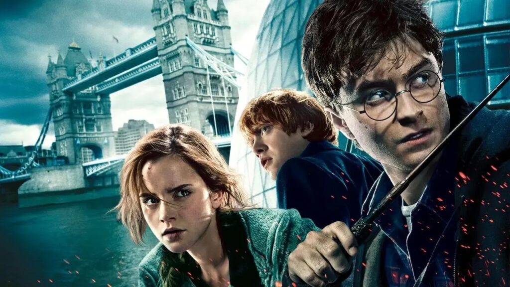 I tre protagonisti dei film di Harry Potter in primo piano
