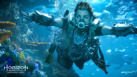 Aloy sott'acqua in Horizon Forbidden West