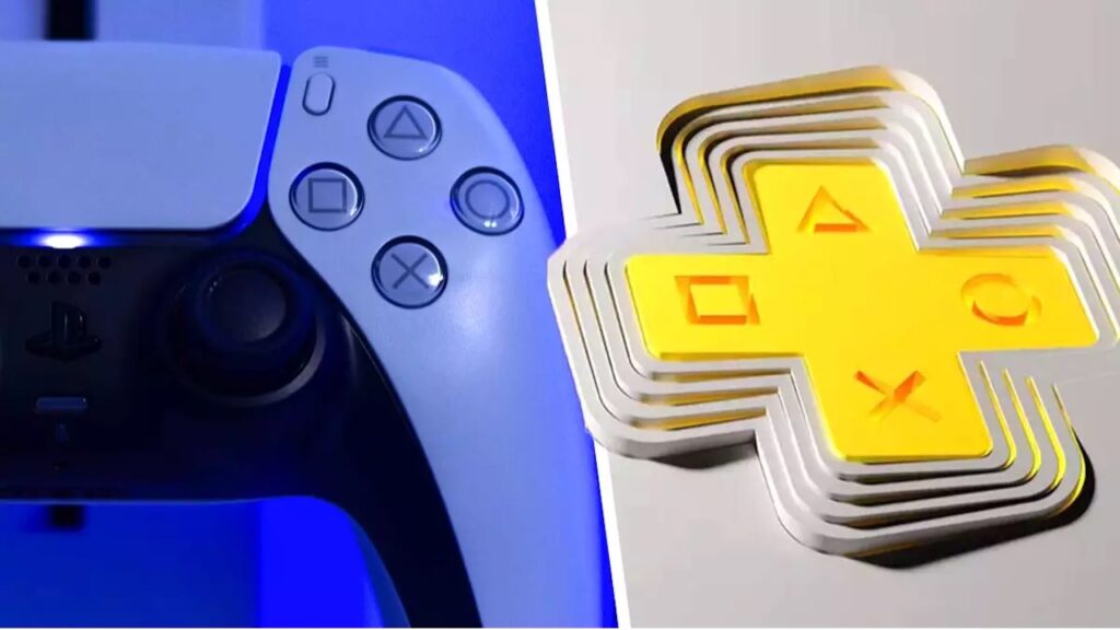 Il DualSense con al fianco il logo del PlayStation Plus