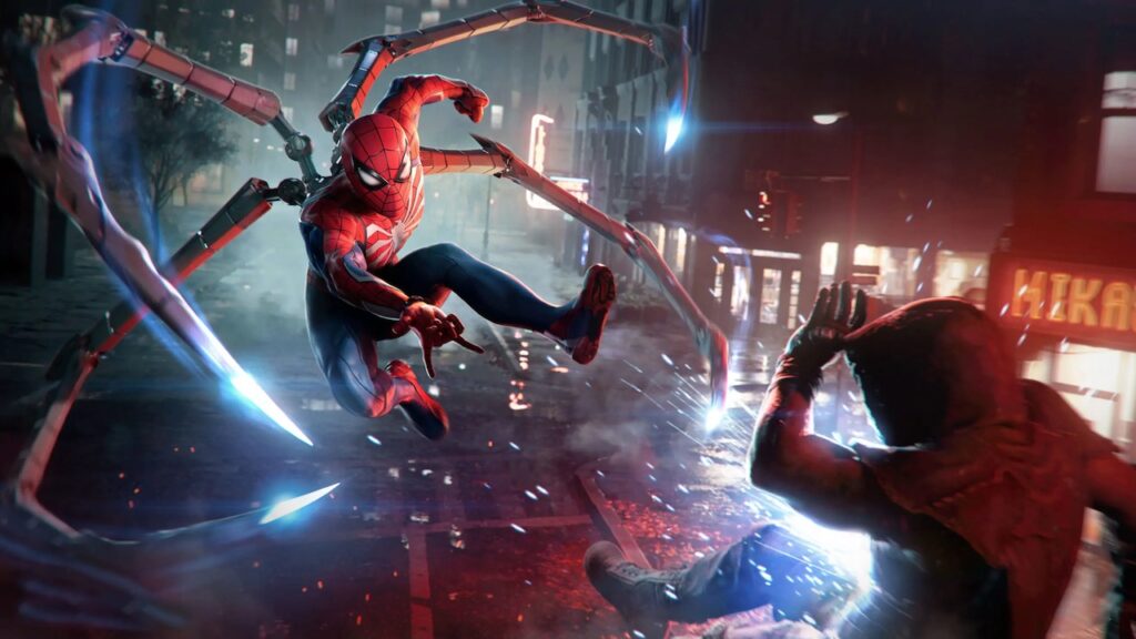 L'Uomo Ragno di Marvel's Spider-Man 2 mentre combatte un nemico