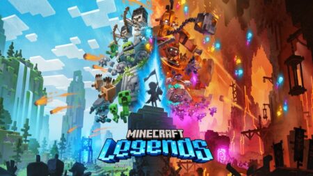 Minecraft Legends è disponibile su console, PC ed Xbox Game Pass Il logo di Minecraft Legends con i vari personaggi sullo sfondo