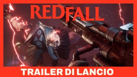 Redfall e la scritta del trailer di lancio in basso