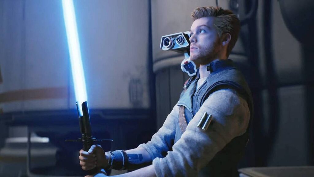 Cal Kestis di Star Wars Jedi: Survivor con la spada laser tra le mani