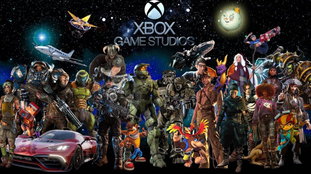 I personaggi di Xbox sullo sfondo