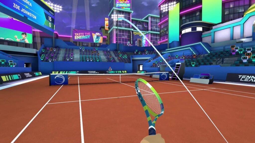 Tennis League VR campo rosso gameplay