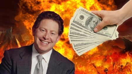 Bobby Kotick di Activision Blizzard con dei soldi e delle fiamme