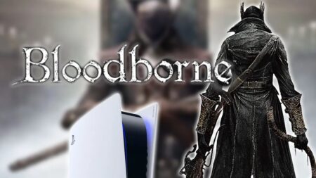 Il protagonista di Bloodborne con una PS5 in basso