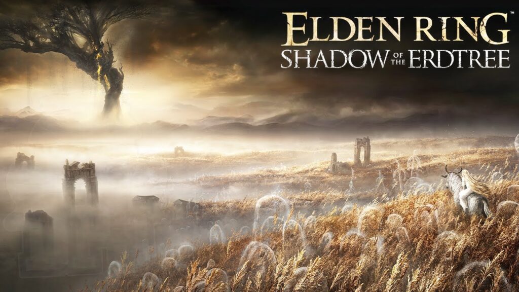 Il logo di Elden Ring: Shadow of the Erdtree in alto con al centro il protagonista su Torrente
