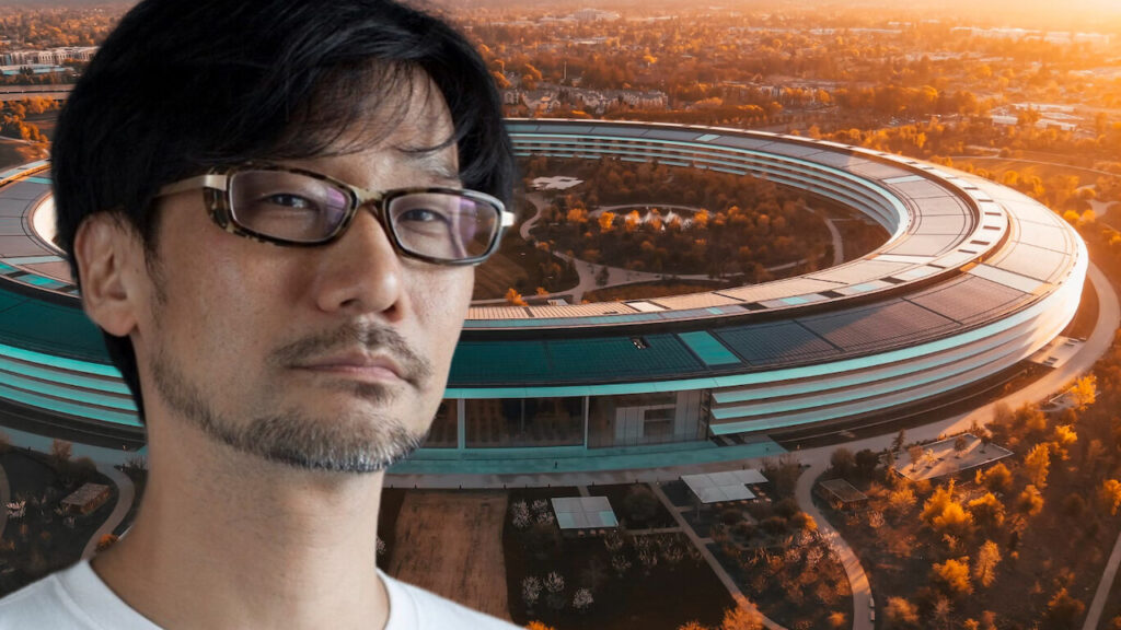 Hideo Kojima con sullo sfondo il quartiere di Apple