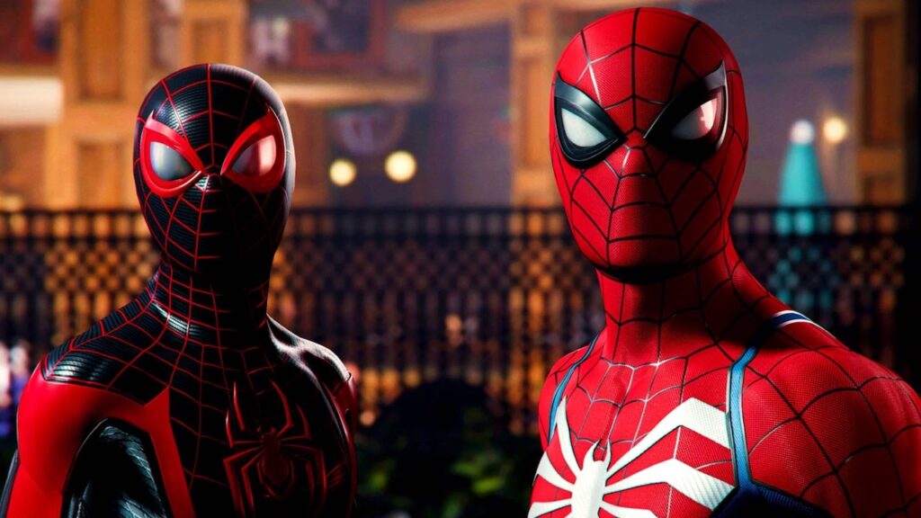 Miles Morales e Peter Parker di Marvel's Spider-Man 2