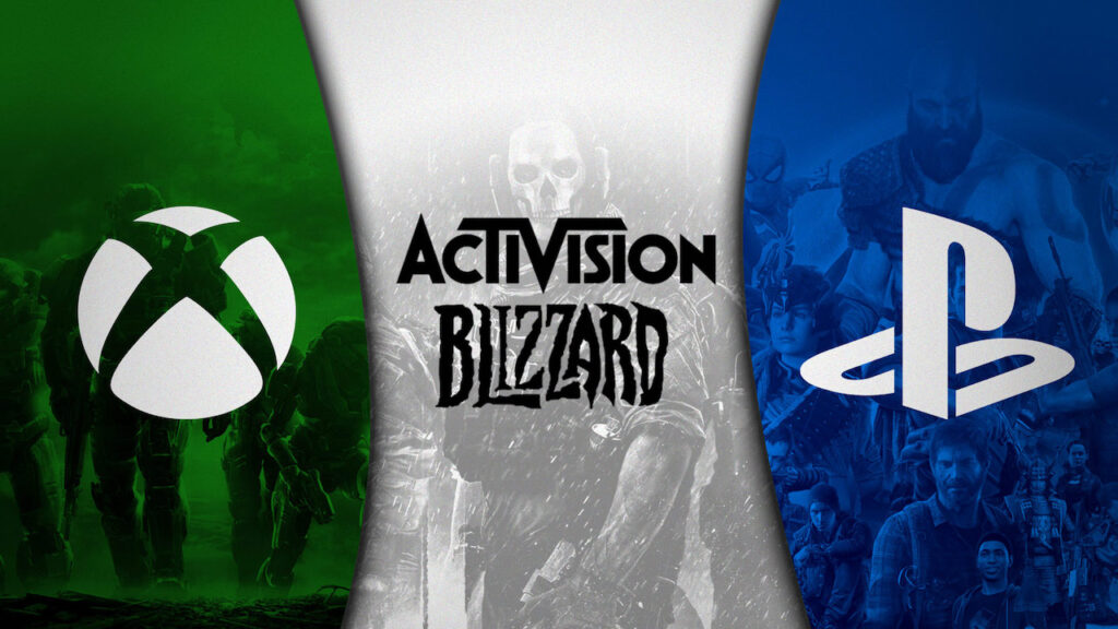 I loghi di Xbox e quello PlayStation ai fianchi, con al centro il logo di Activision Blizzard