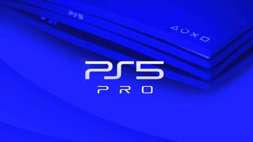 Il logo di PS5 Pro in primo piano su un sfondo blu