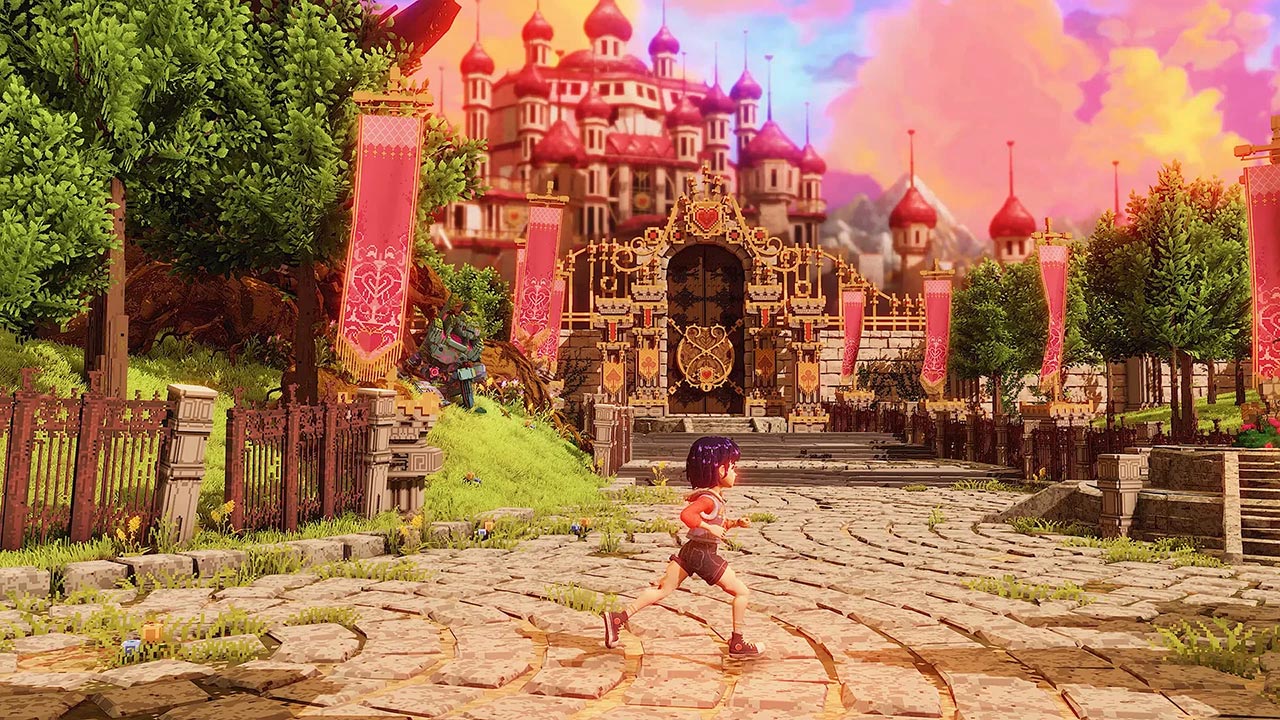 Kira corre con il castello sullo sfondo