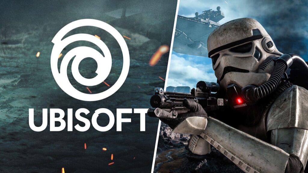 Il logo di Ubisoft con al fianco uno Stormtrooper di Star Wars