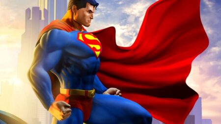 Superman in primo piano di profilo