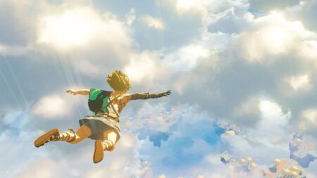 Link di The Legend of Zelda: Tears of the Kingdom che cade in picchiata