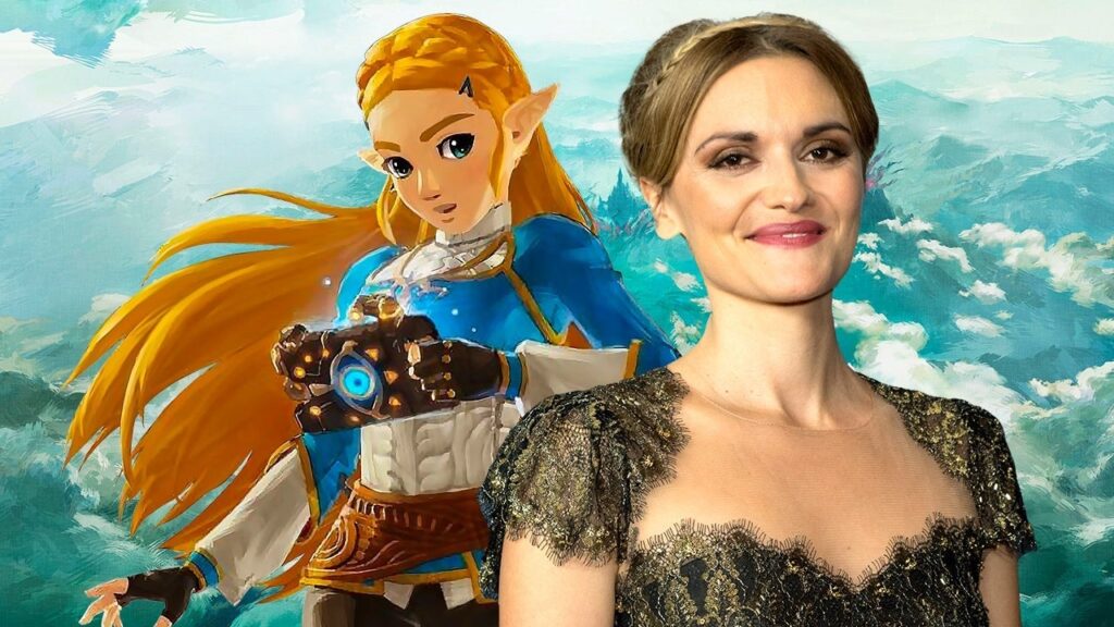 La principessa Zelda di The Legend of Zelda: Tears of the Kingdom con al fianco la doppiatrice Patricia Summersett