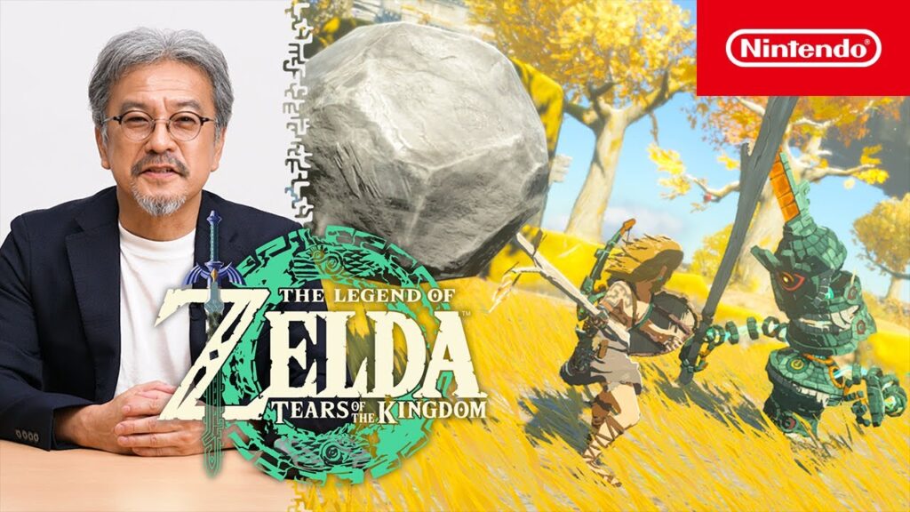 Eiji Aonuma con al fianco Link di The Legend of Zelda: Tears of the Kingdom